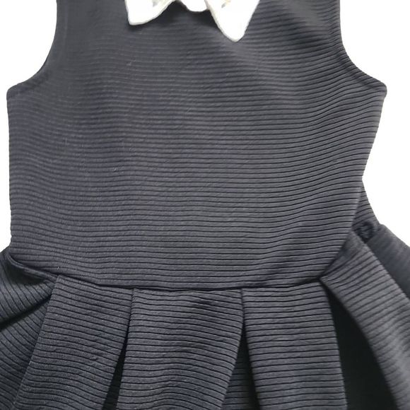 Beautees Girls Size 8 Black Ivory Ribbed Fit & Flare Dress Wednesday Adams Vibes - Picture 5 of 8